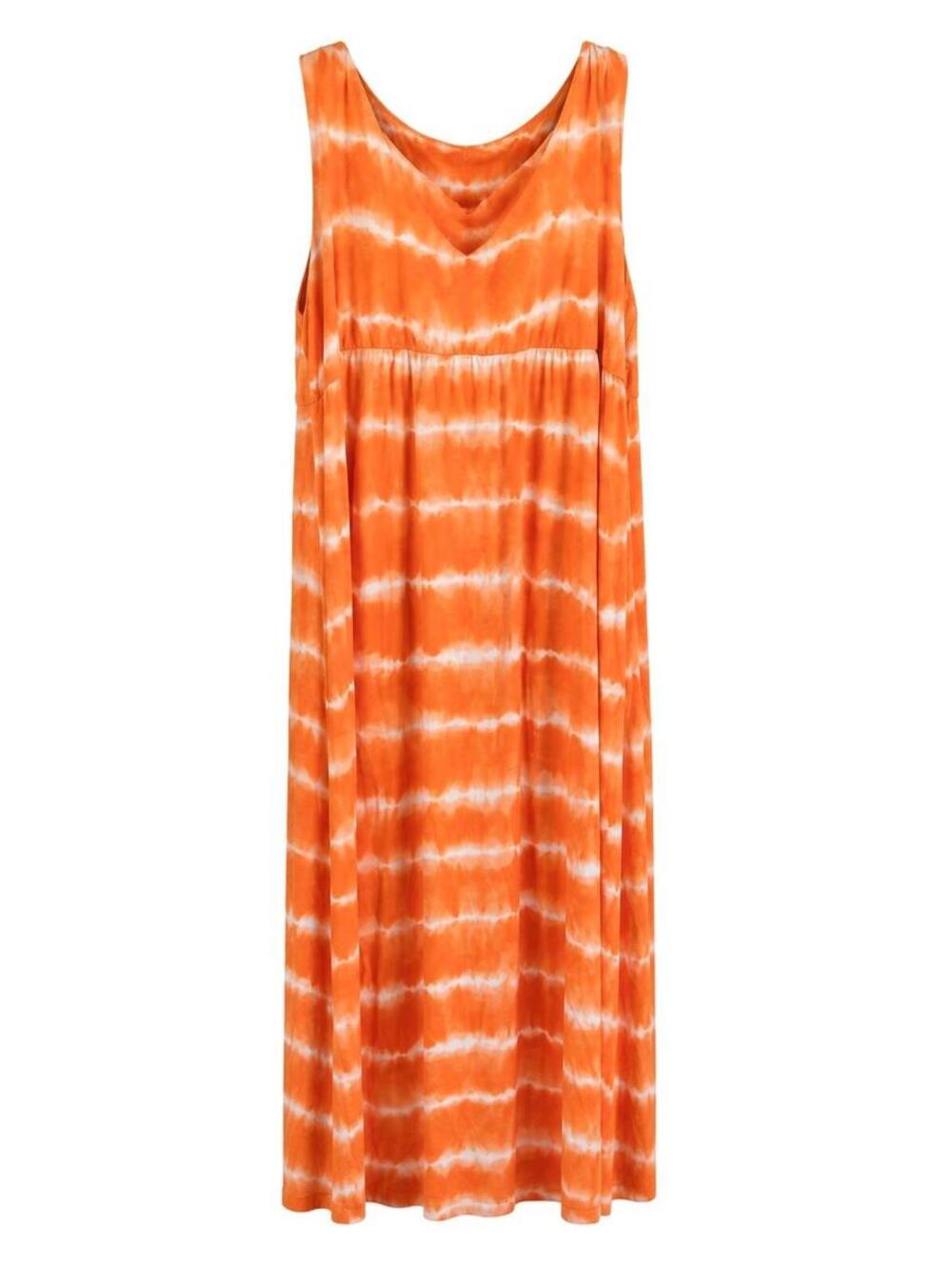Chico's 3 XL Summer Sleevesless Knit Maxi Dress Orange White Tie Dye Resort Wear